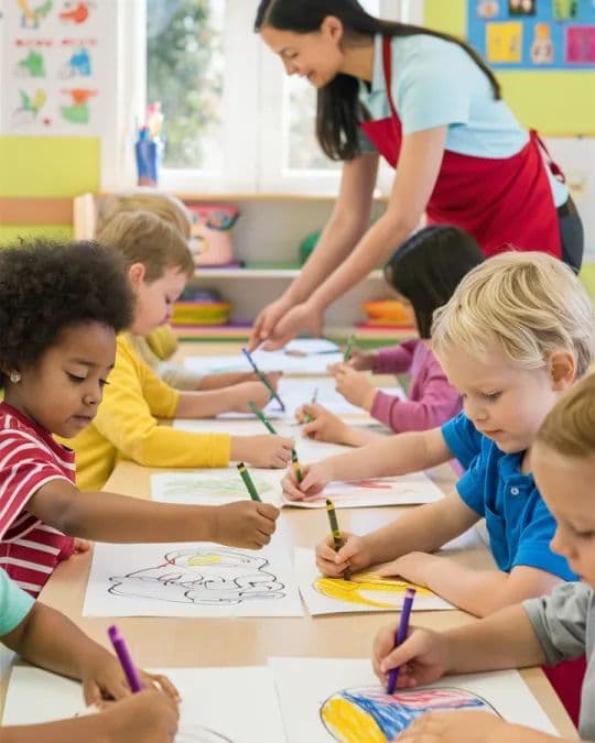 Children at art table